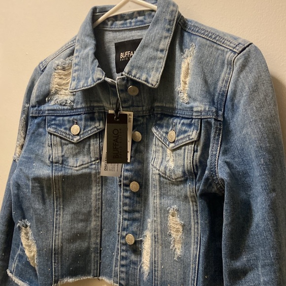 Denim jacket with rhinestone design - Picture 2 of 7